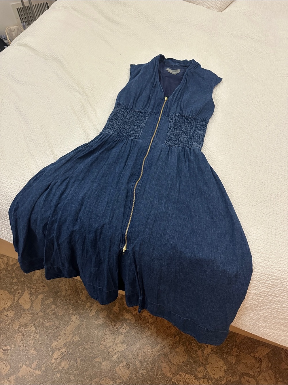 Sleeveless Indigo Denim Zip-Front Women's Dress